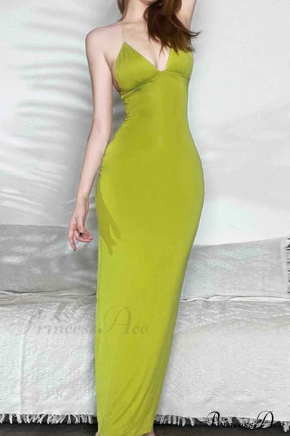 Butterfly Backless Midi Dress with Halterneck
