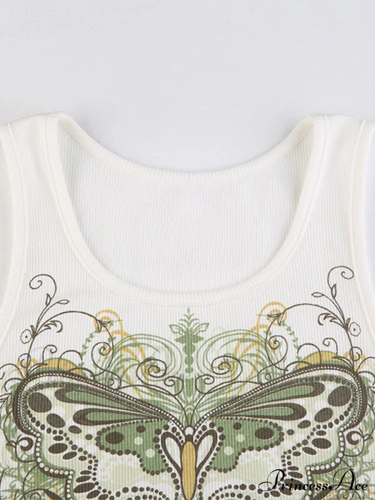 Butterfly Charm Graceful Silver Bandeau Top