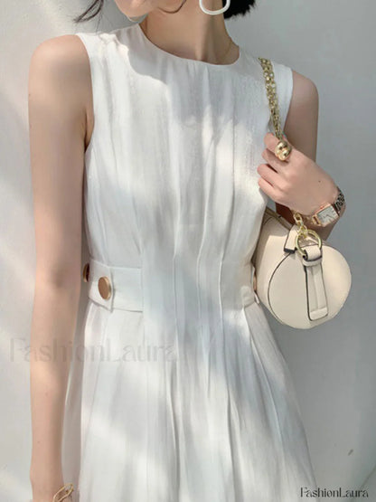 Button Embellished Satin Midi Dress