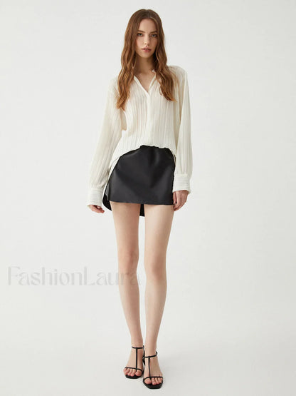 Button Up Graceful V-neck Shirt