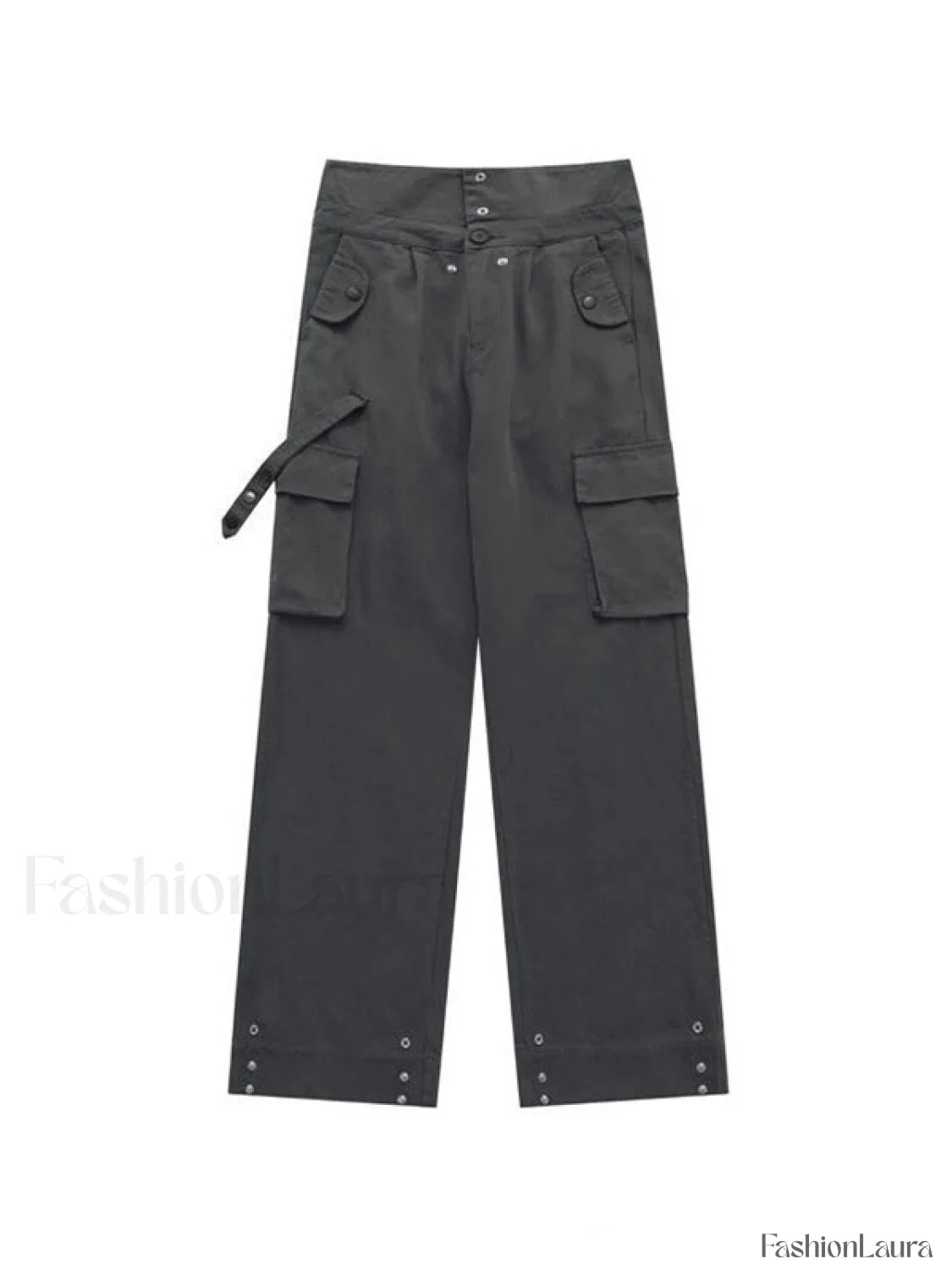 Buttoned High Waisted Cargo Pants