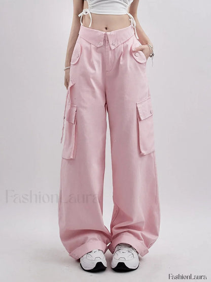 Buttoned High Waisted Cargo Pants
