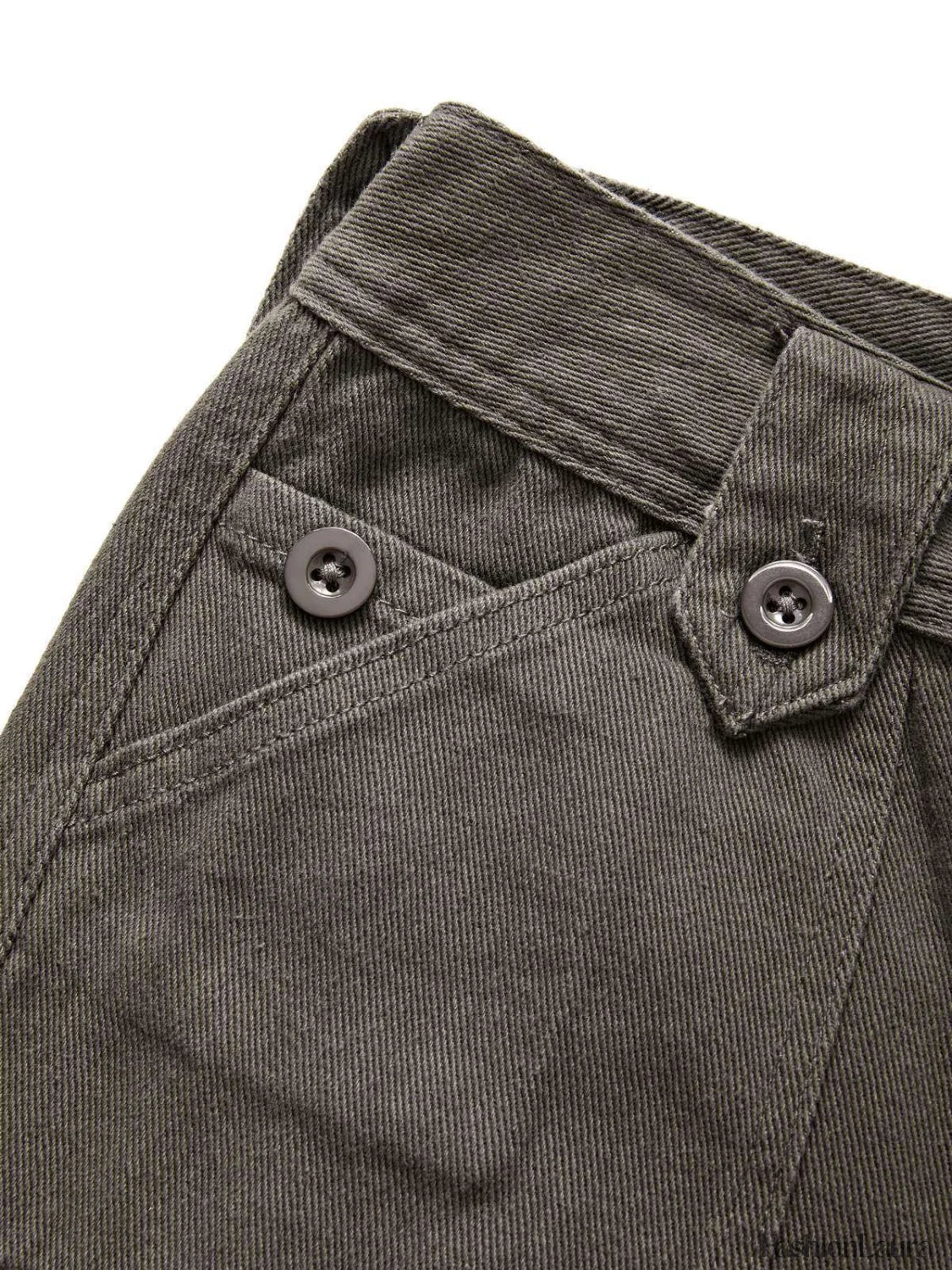 Buttoned Straight Leg Cargo Jeans