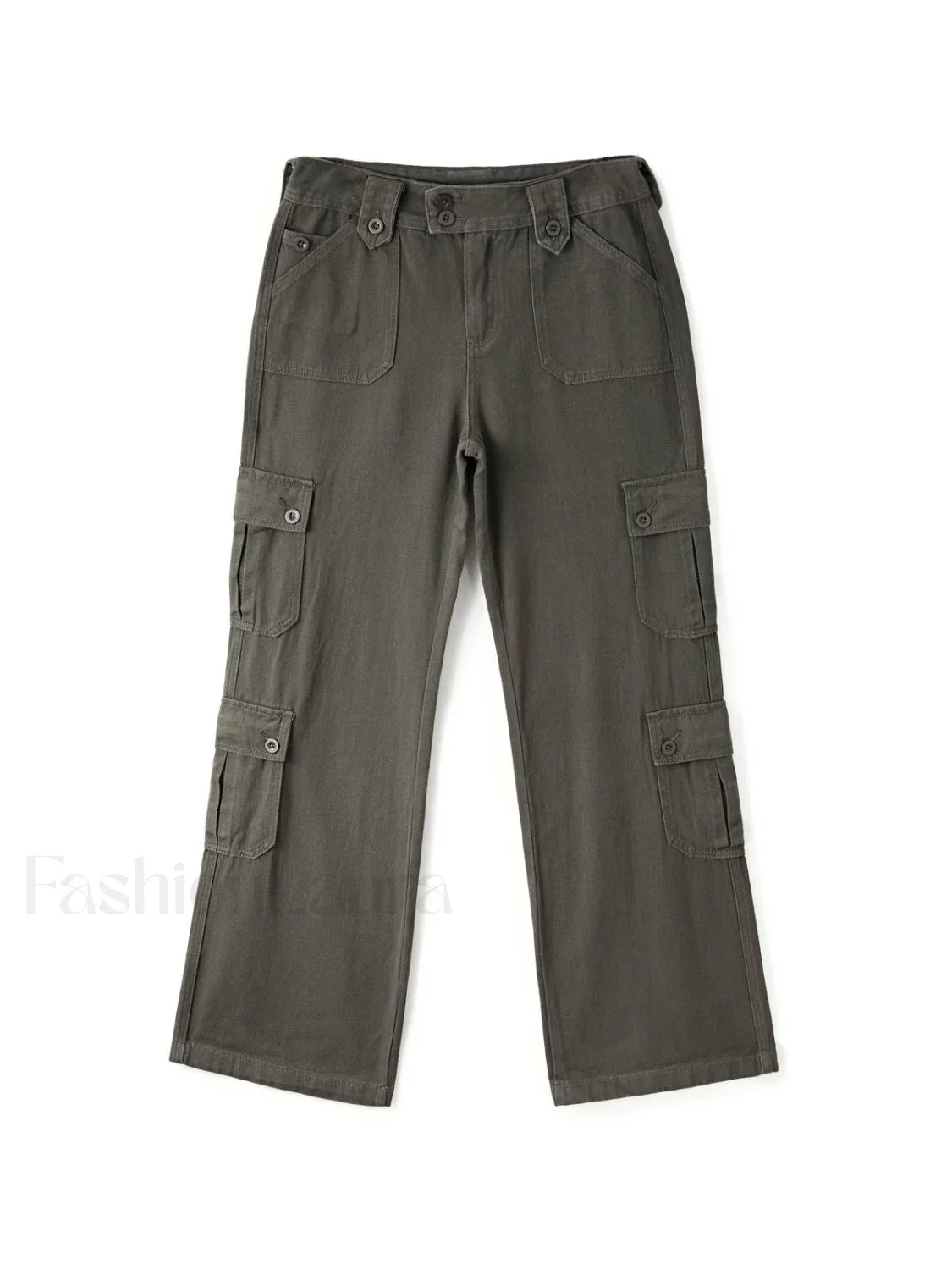 Buttoned Straight Leg Cargo Jeans