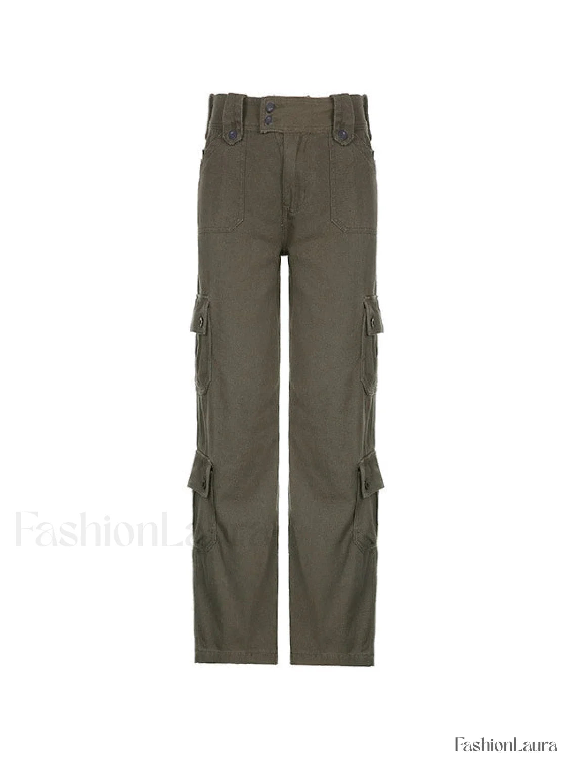 Buttoned Straight Leg Cargo Jeans