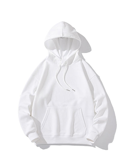 Men’s Solid Color Pure Cotton Drop Shoulder Oversized Hoodie