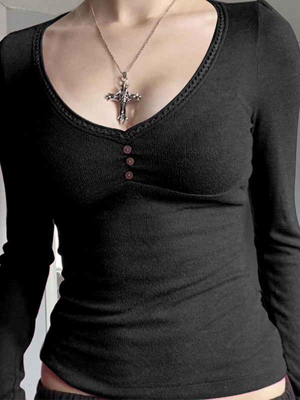 Casual Long Sleeves Tee