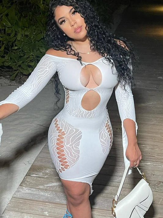 Sheer Mesh Strapless Sleeve Party Dress