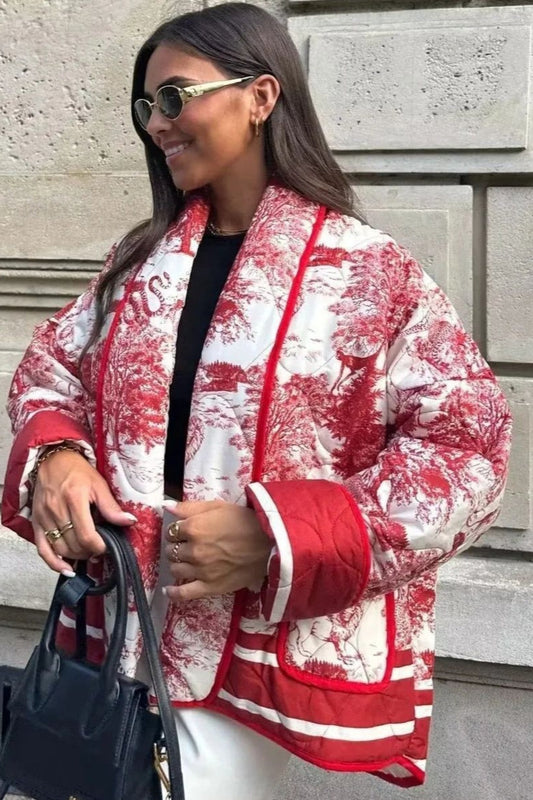 Printed Padded Pocket Coat
