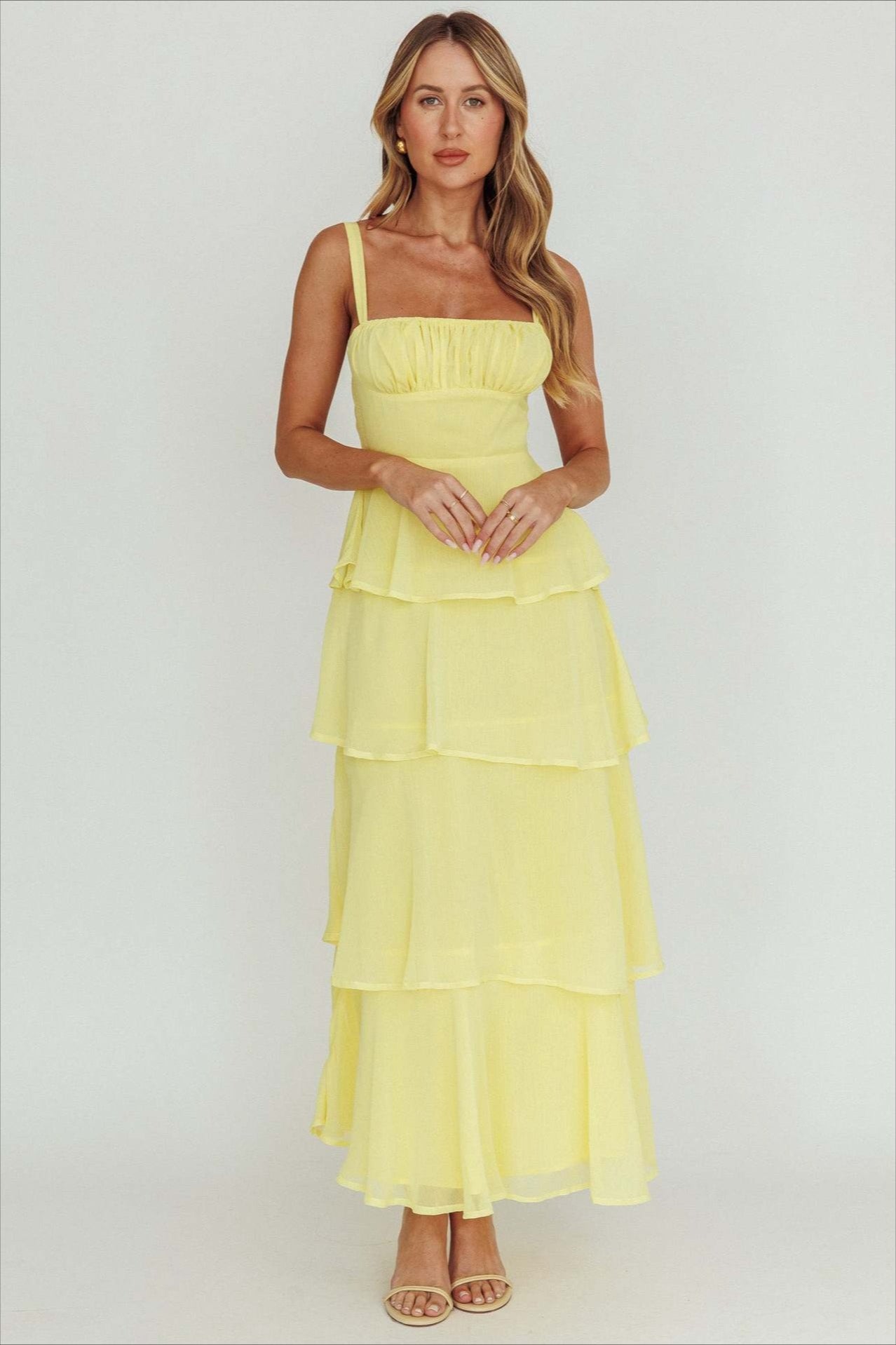 Sexy Backless Halter Tiered Ruched Waist Maxi Prom Dress
