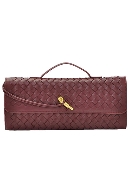 Woven Soft Leather Horizontal Square Accordion Bag