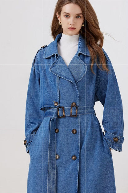 Vintage Denim Long Line Duster Overcoat