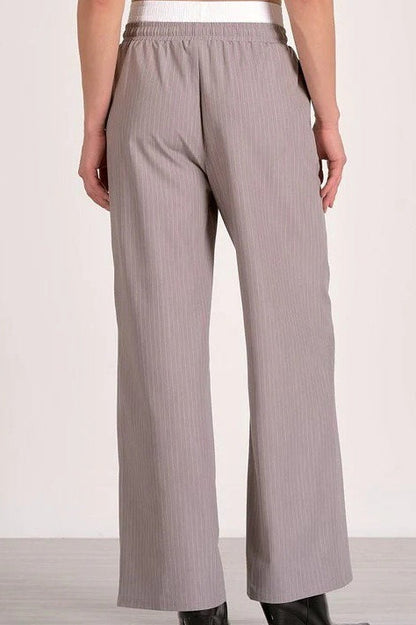Stripe Patchwork Drawstring Waist Straight Pants