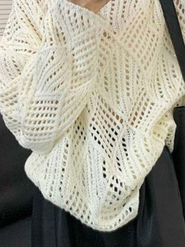 Cutout Loose Long Sleeve Knit
