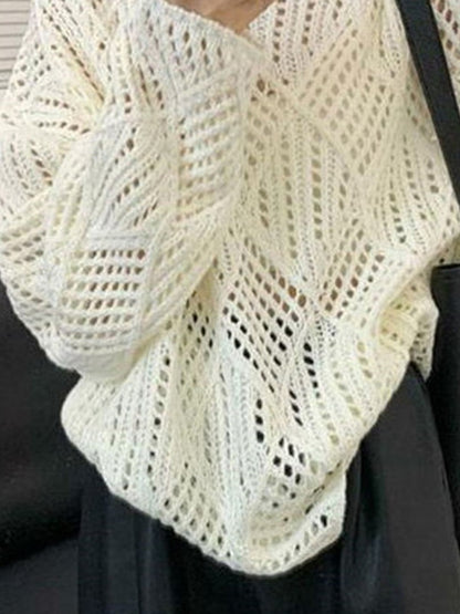 Cutout Loose Long Sleeve Knit