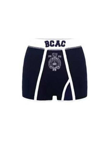 Vintage Print Contrast Splice Shorts