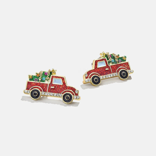 Copper Rhinestone Christmas Stud Earrings
