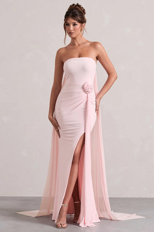 | Strapless Floral Maxi Dress