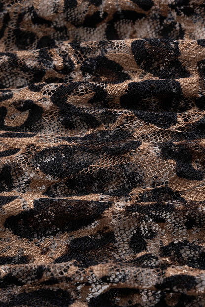 Leopard Print Lace Patchwork Backless Sleeveless Bodysuit