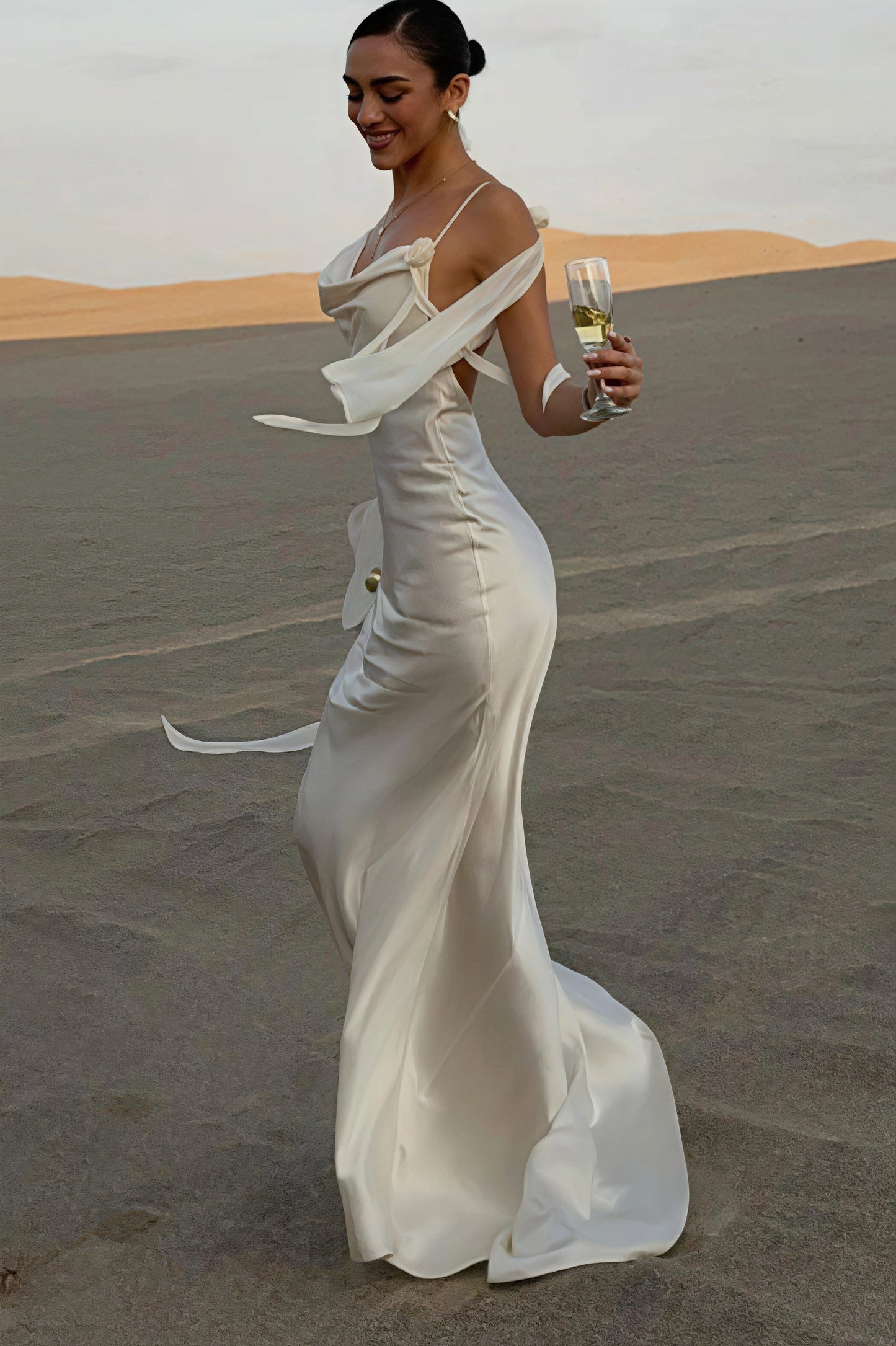 | Satin Floral Backless Maxi Dress