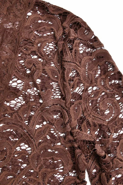 V Neck Flares Sleeve Lace Dress
