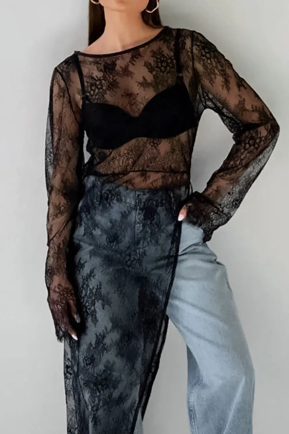 Santi Lace Sheer Top