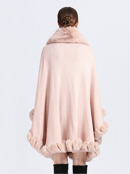 Cloak Cape Faux Fur Bride Wraps Poncho Coat For Women