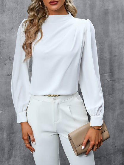 Women's Turtleneck Long Sleeve Blouse – Elegant Office Sophisticated Top
