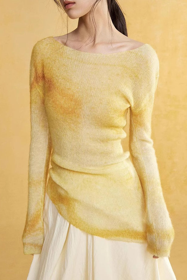 Soft Deconstructed Print Knit Top