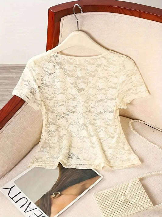 Darling Allure Ruched Lace Blouse