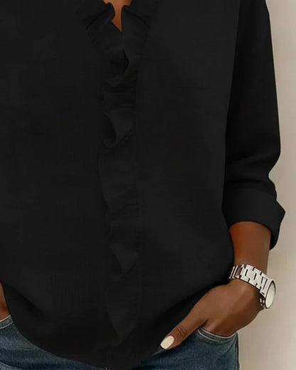 The Indie — Ruffle V-Neck Blouse