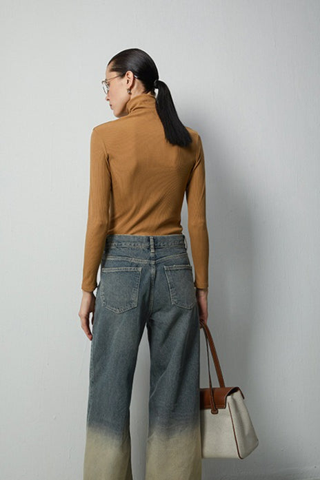 Stacked Neck Thermal Stretch Knit Top