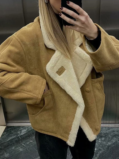 Warm Retro Lambskin Coat