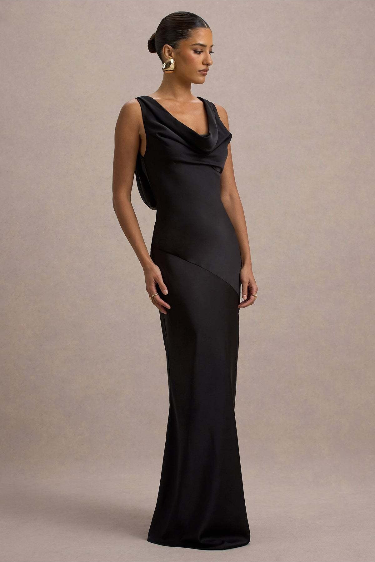 | Satin Bodycon Backless Maxi Dress
