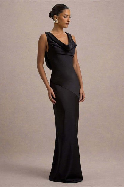 | Satin Bodycon Backless Maxi Dress