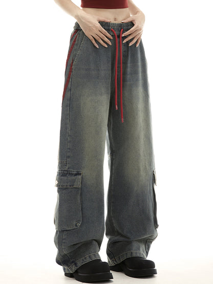 Loose patchwork stripes Cargo Jeans