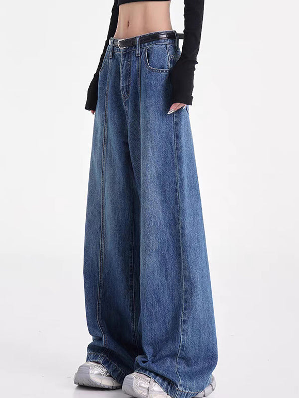 American Retro Washed Straight Tube Boyfriend Jeans