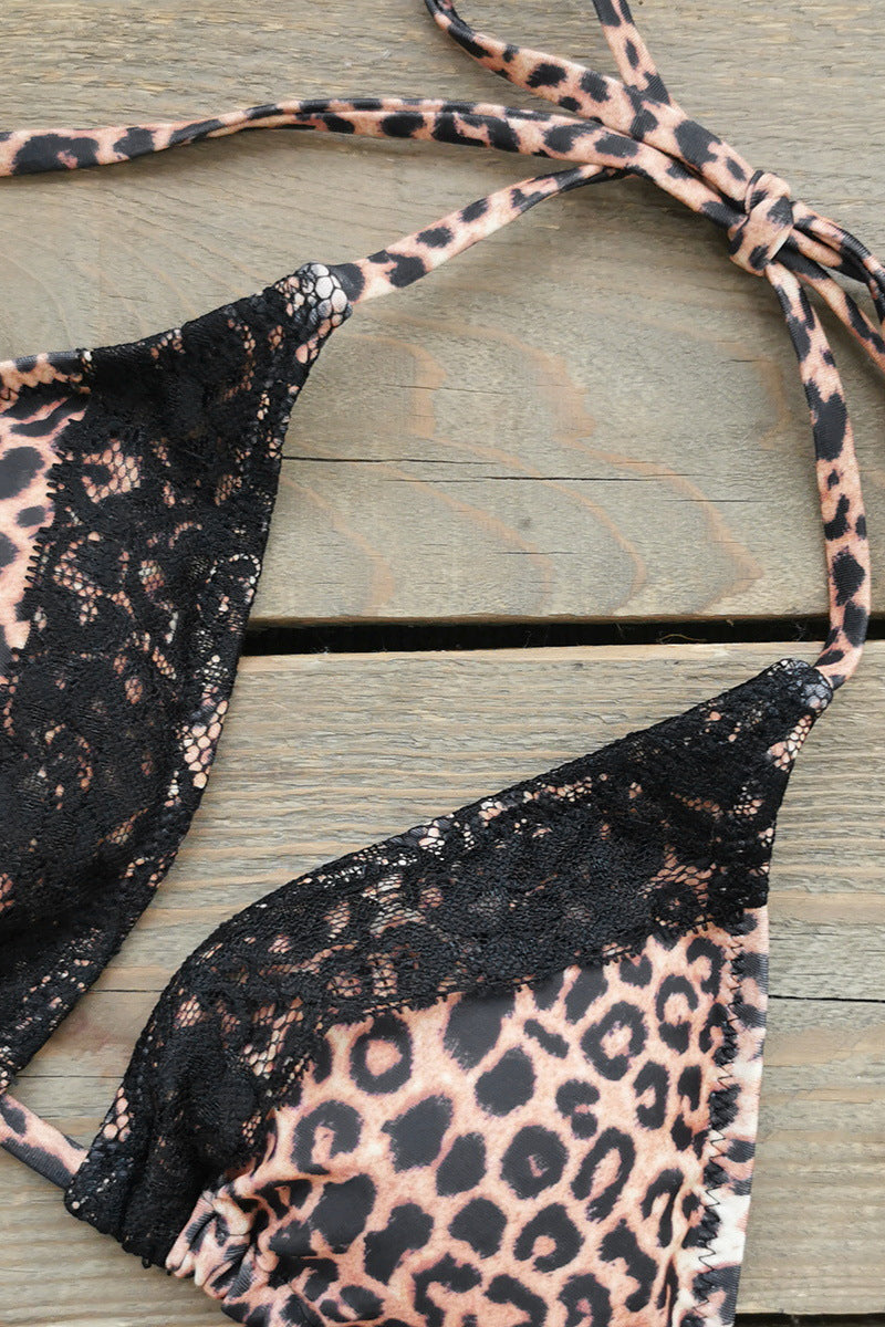 Leopard Lace Three Piece Swim Set