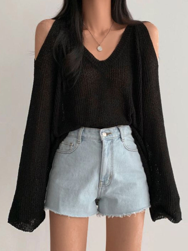 V Neck Cutout Knit