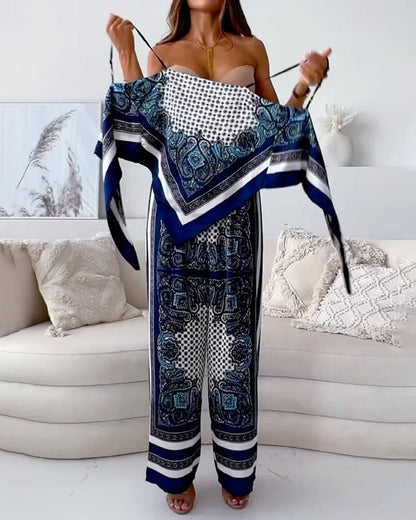 Printed Vest & Pants Two Piece Set