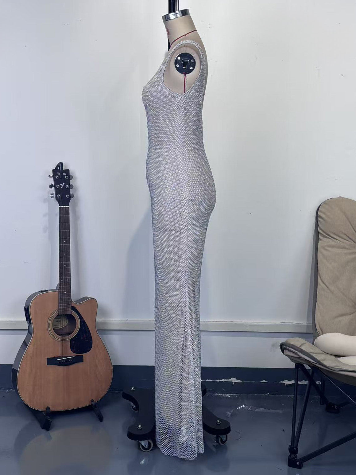 Glamorous Sparkle Square Neck Bodycon Mermaid Maxi Dress For Women 2026