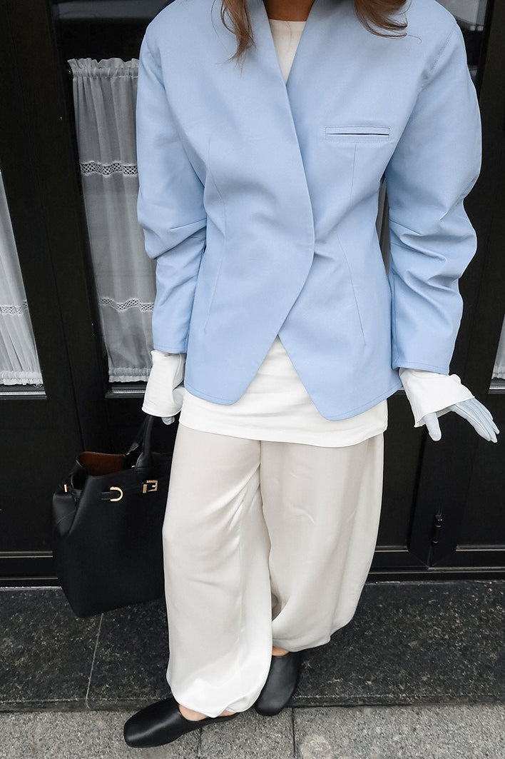 Blue Casual Loose Long Sleeve Blazer