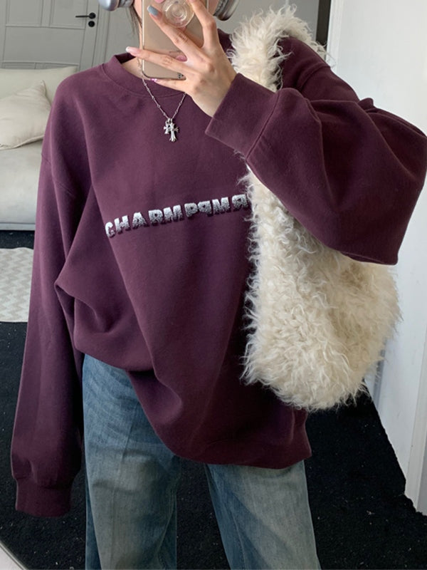 Simple Letter Print Loose Sweatshirt