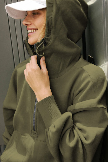 Athletic Cropped Solid Zipper Sweatshirt
