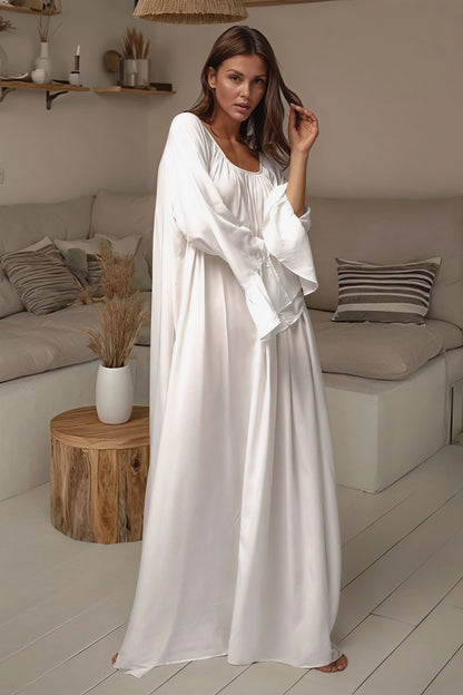 | Solid Loose Slouchy Flared Hem Maxi Dress