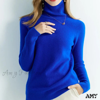 Cashmere Women's Knitted 100% Merino Wool Long Sleeve Vintage Autumn Winter Clothes Cozy Sweater