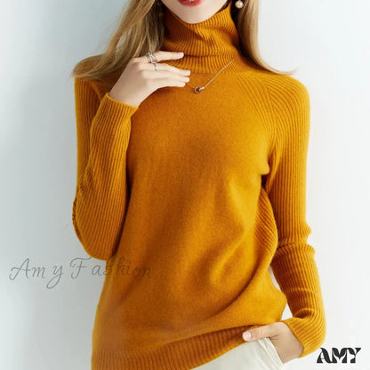 Cashmere Women's Knitted 100% Merino Wool Long Sleeve Vintage Autumn Winter Clothes Cozy Sweater