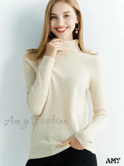 Cashmere Women's Knitted 100% Merino Wool Long Sleeve Vintage Autumn Winter Clothes Cozy Sweater