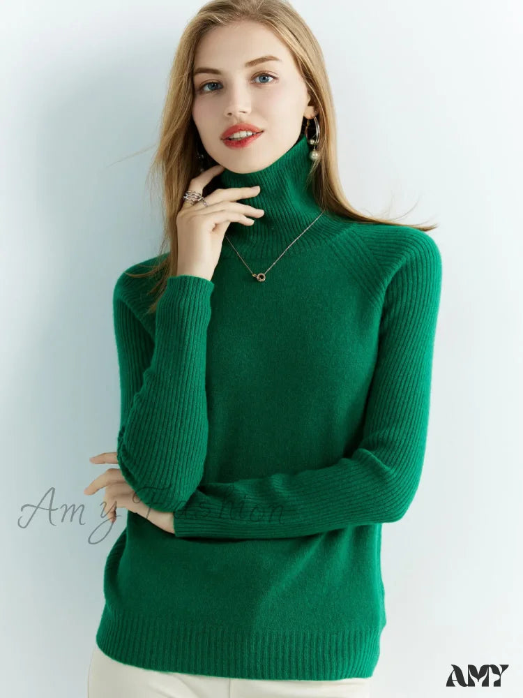 Cashmere Women's Knitted 100% Merino Wool Long Sleeve Vintage Autumn Winter Clothes Cozy Sweater