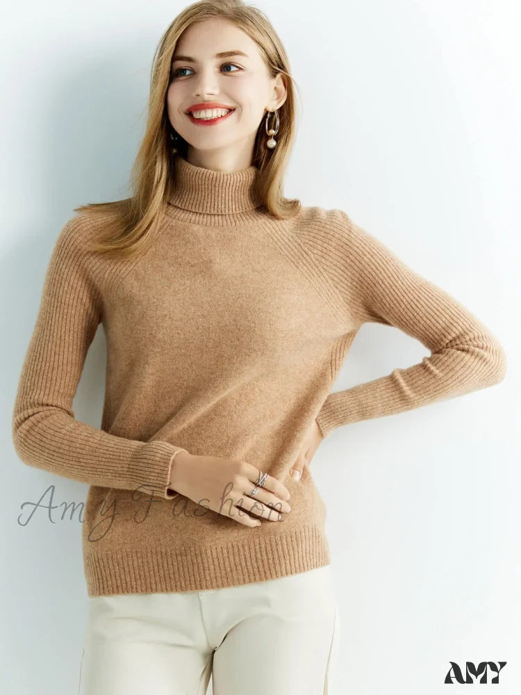 Cashmere Women's Knitted 100% Merino Wool Long Sleeve Vintage Autumn Winter Clothes Cozy Sweater